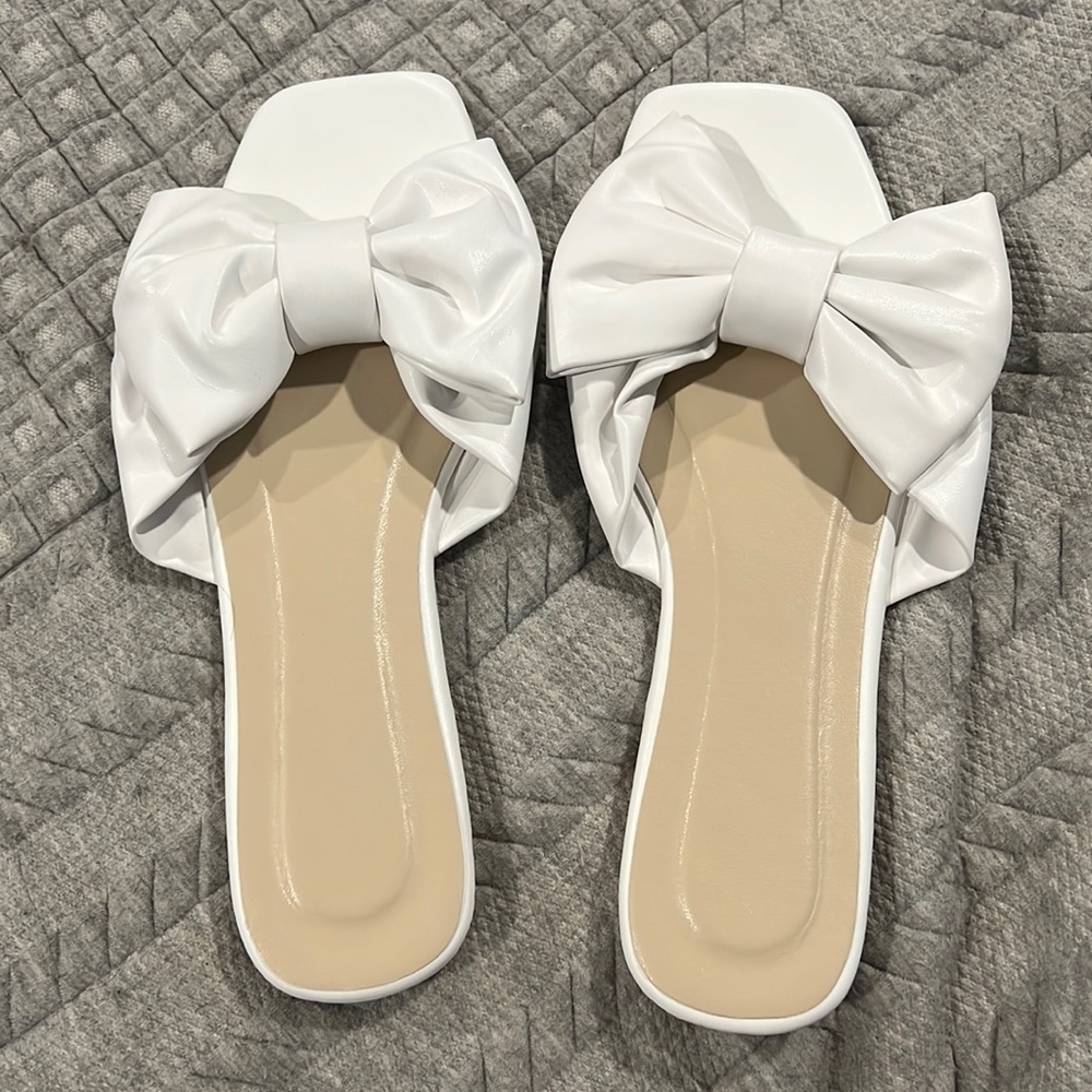 White Bow Sandals - perfect for brides!